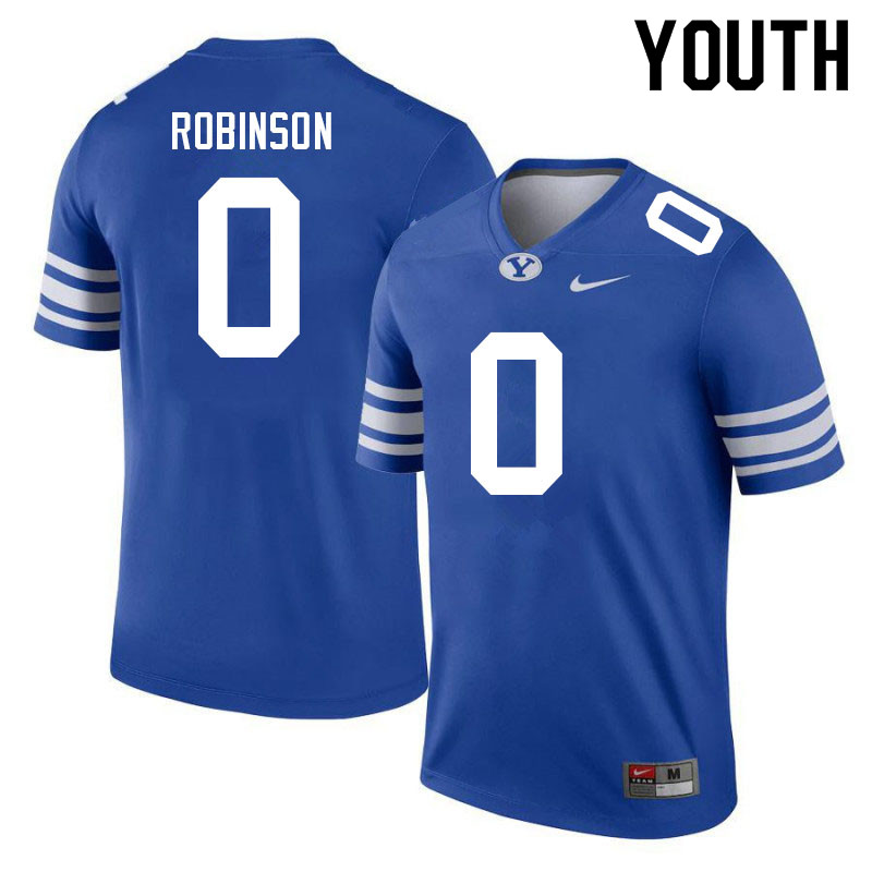 Youth #0 Jakob Robinson BYU Cougars College Football Jerseys Sale-Royal